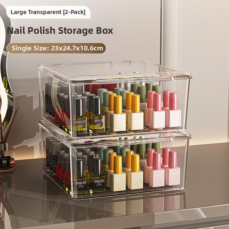 Θήκη αποθήκευσης βερνικιού νυχιών, PET, επιτραπέζια, χωρητικότητα 18 L, με καπάκι προστασίας από σκόνη, κινητή και με πολλαπλά διαμερίσματα