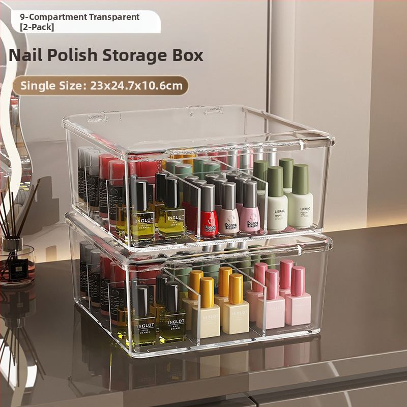 Θήκη αποθήκευσης βερνικιού νυχιών, PET, επιτραπέζια, χωρητικότητα 18 L, με καπάκι προστασίας από σκόνη, κινητή και με πολλαπλά διαμερίσματα