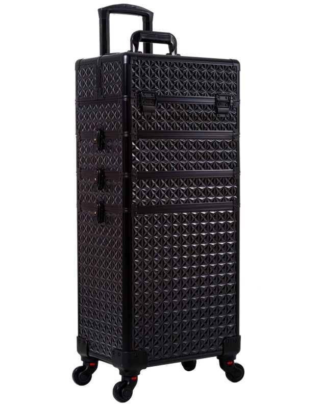 Caseră cosmetică multistrat, cadru din aluminiu, roți universale, strat extensibil, lacăt, 8 kg