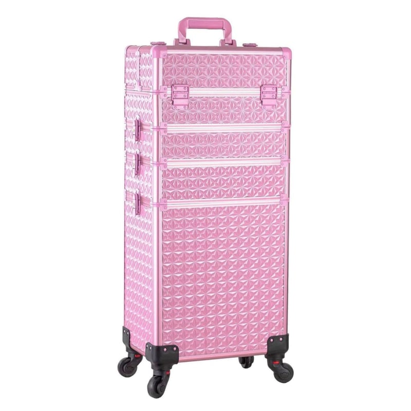 Caseră cosmetică multistrat, cadru din aluminiu, roți universale, strat extensibil, lacăt, 8 kg