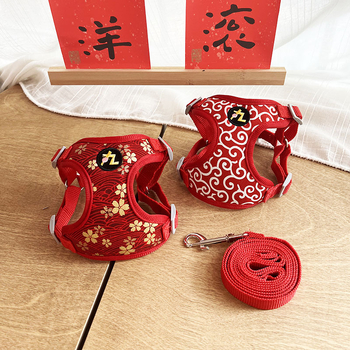 Θωρακική-πλάτης θήκη για μικρά σκυλιά και γάτες – ιαπωνικού στυλ karakusa με μοτίβο sakura – Υλικό: Άλλο