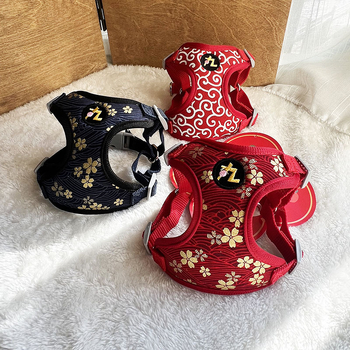 Θωρακική-πλάτης θήκη για μικρά σκυλιά και γάτες – ιαπωνικού στυλ karakusa με μοτίβο sakura – Υλικό: Άλλο