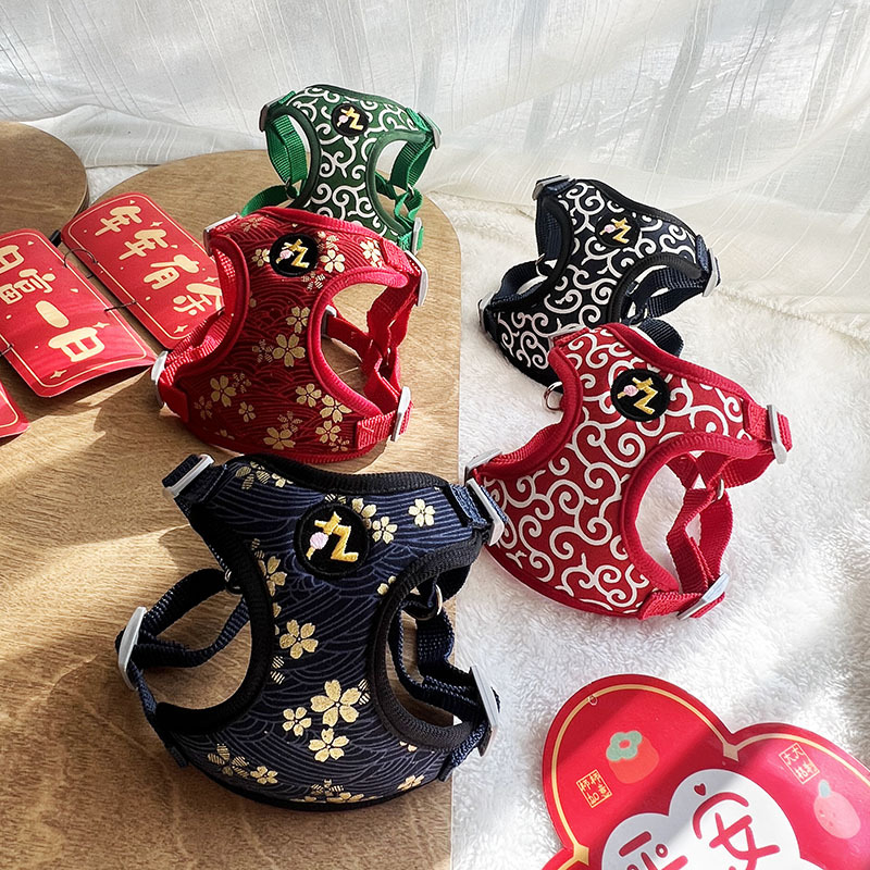 Θωρακική-πλάτης θήκη για μικρά σκυλιά και γάτες – ιαπωνικού στυλ karakusa με μοτίβο sakura – Υλικό: Άλλο