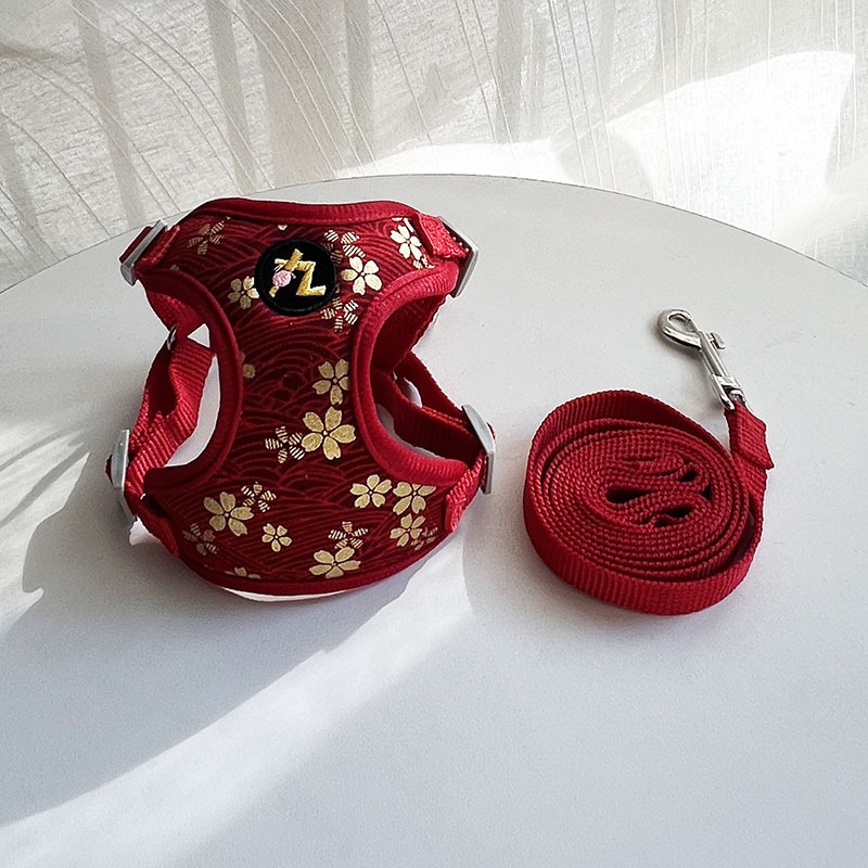 Θωρακική-πλάτης θήκη για μικρά σκυλιά και γάτες – ιαπωνικού στυλ karakusa με μοτίβο sakura – Υλικό: Άλλο