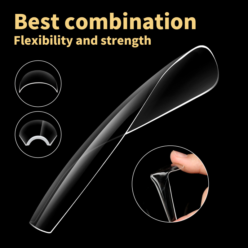 180 gab. franču mākslīgajām nagu komplekts, ultra plāns un bez pēdām, ūdens pilienu forma, garas smailas formas