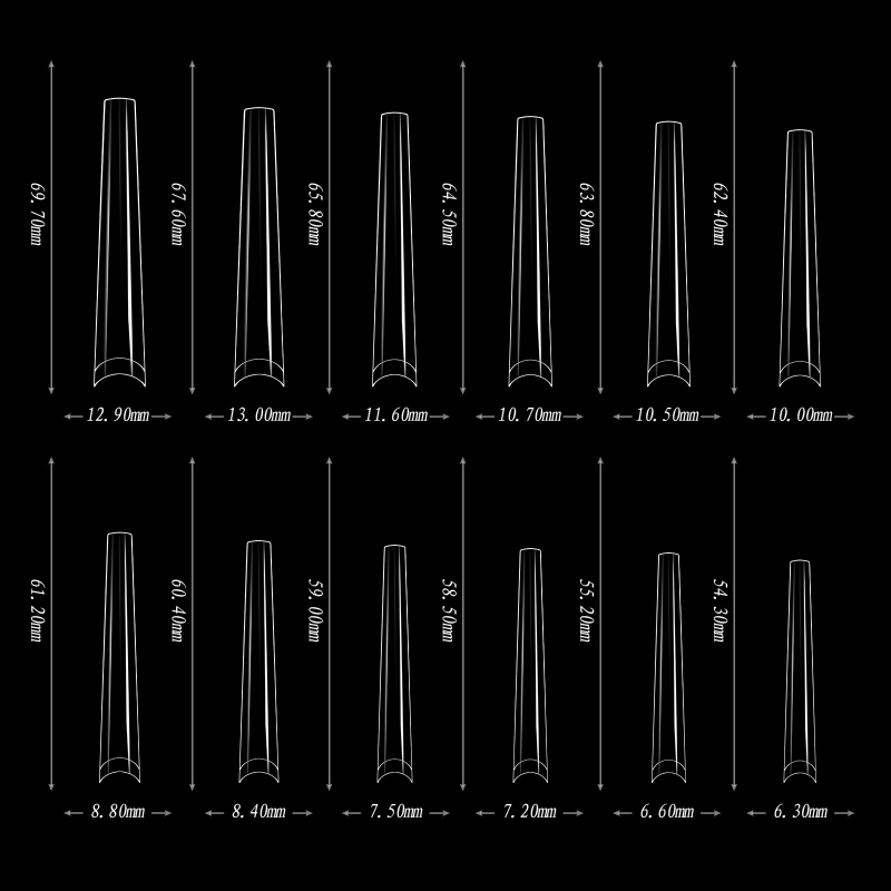180 gab. franču mākslīgajām nagu komplekts, ultra plāns un bez pēdām, ūdens pilienu forma, garas smailas formas
