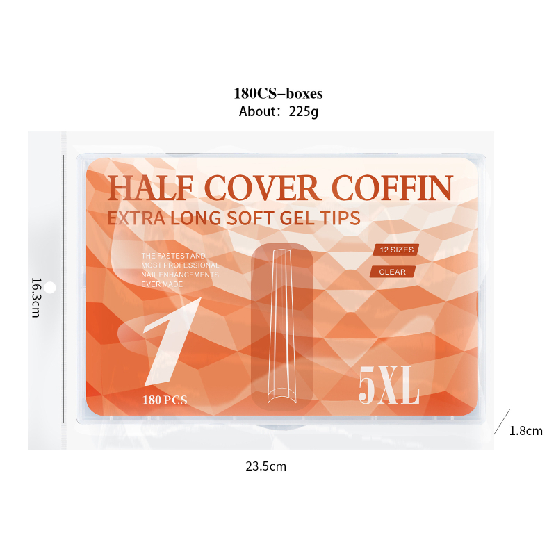 180 gab. franču mākslīgajām nagu komplekts, ultra plāns un bez pēdām, ūdens pilienu forma, garas smailas formas