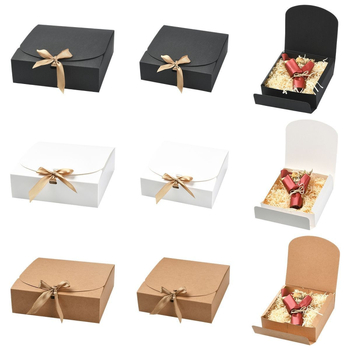 Šokoladinė dovanų dėžutė su kaspinu | stačiakampė forma, popieriaus medžiaga, 6 vnt./rinkinys, modernus minimalistinis stilius, vestuvėms tinkama