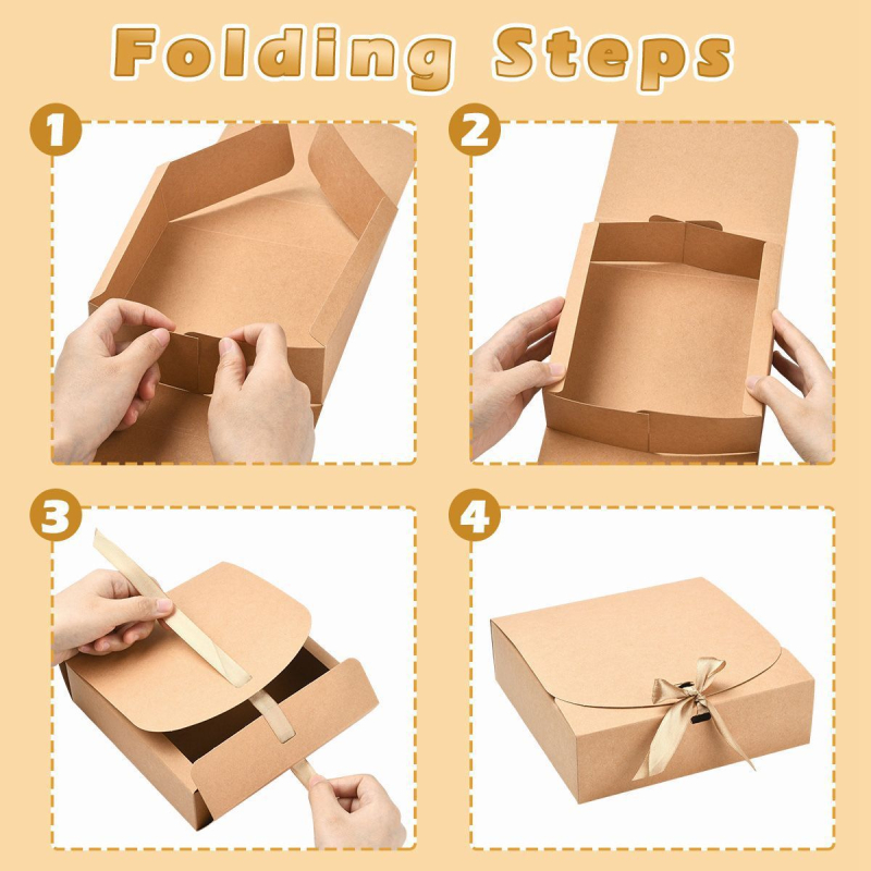 Šokoladinė dovanų dėžutė su kaspinu | stačiakampė forma, popieriaus medžiaga, 6 vnt./rinkinys, modernus minimalistinis stilius, vestuvėms tinkama