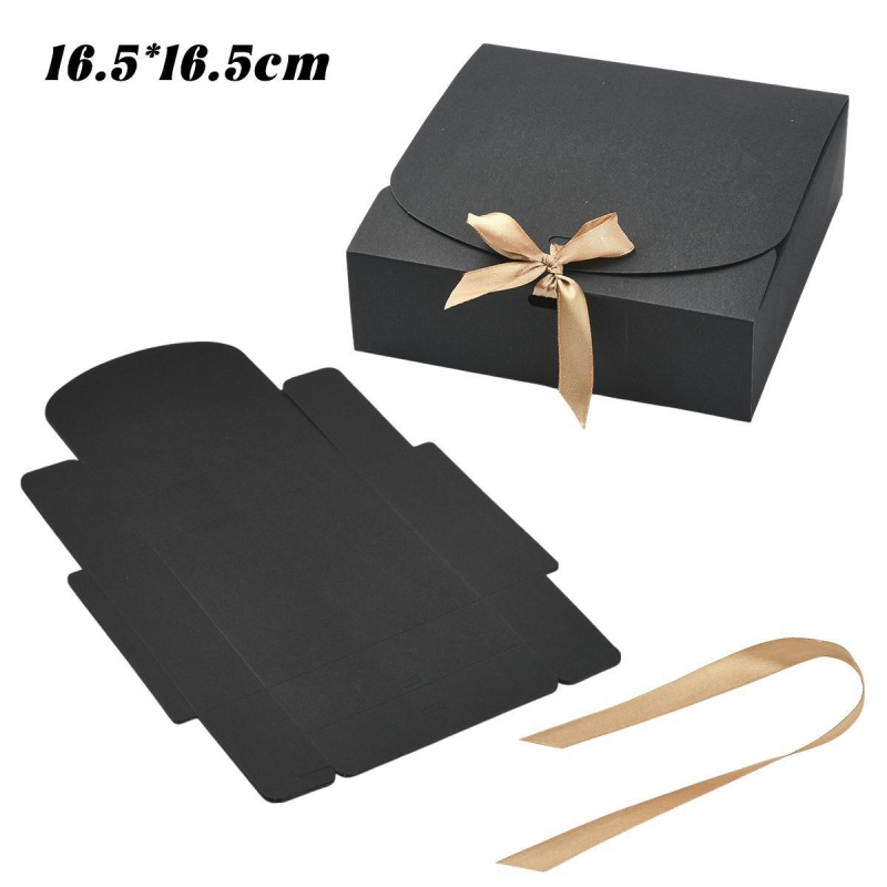 Šokoladinė dovanų dėžutė su kaspinu | stačiakampė forma, popieriaus medžiaga, 6 vnt./rinkinys, modernus minimalistinis stilius, vestuvėms tinkama