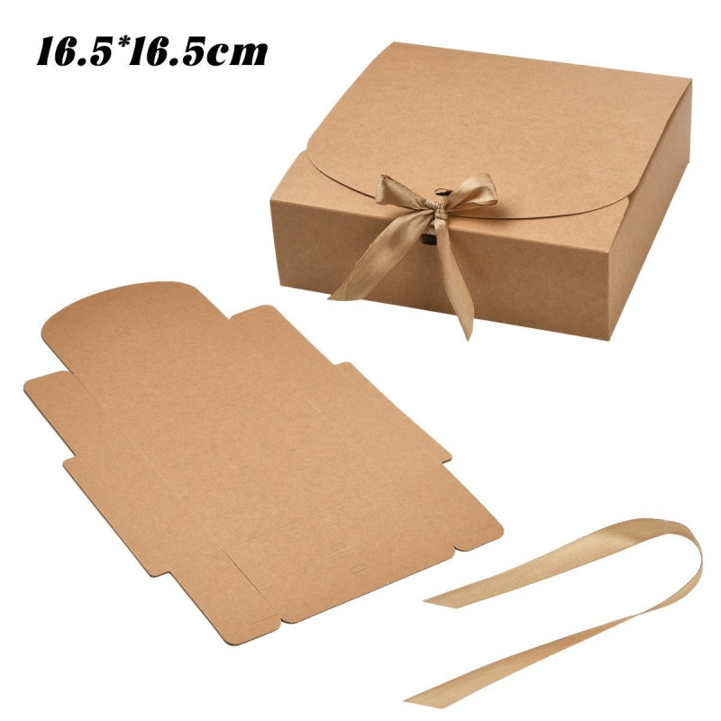 Šokoladinė dovanų dėžutė su kaspinu | stačiakampė forma, popieriaus medžiaga, 6 vnt./rinkinys, modernus minimalistinis stilius, vestuvėms tinkama