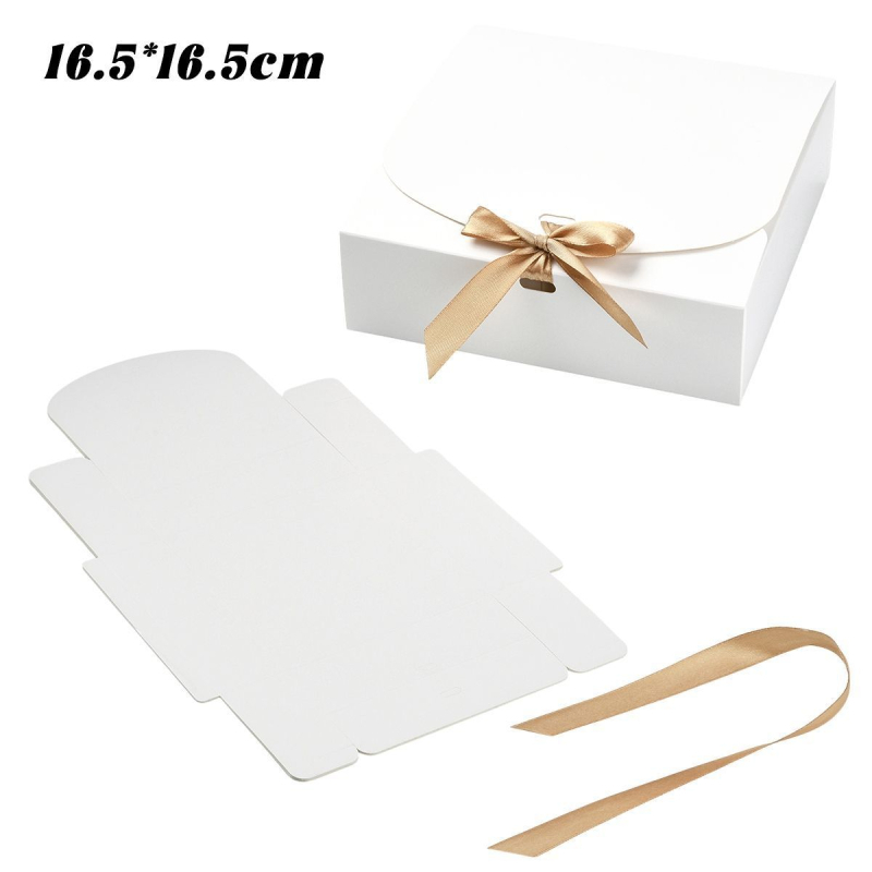 Šokoladinė dovanų dėžutė su kaspinu | stačiakampė forma, popieriaus medžiaga, 6 vnt./rinkinys, modernus minimalistinis stilius, vestuvėms tinkama