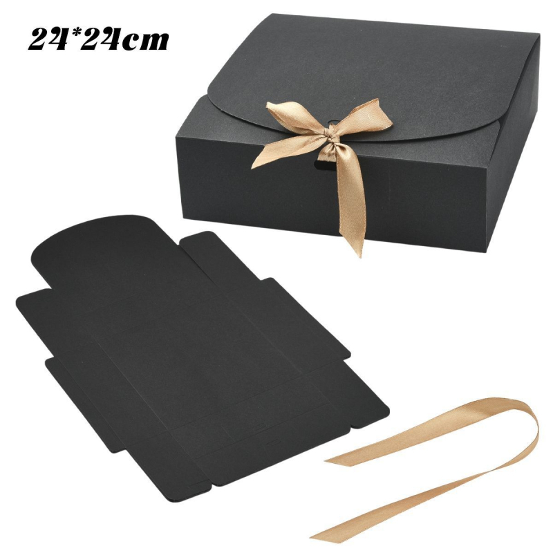 Šokoladinė dovanų dėžutė su kaspinu | stačiakampė forma, popieriaus medžiaga, 6 vnt./rinkinys, modernus minimalistinis stilius, vestuvėms tinkama