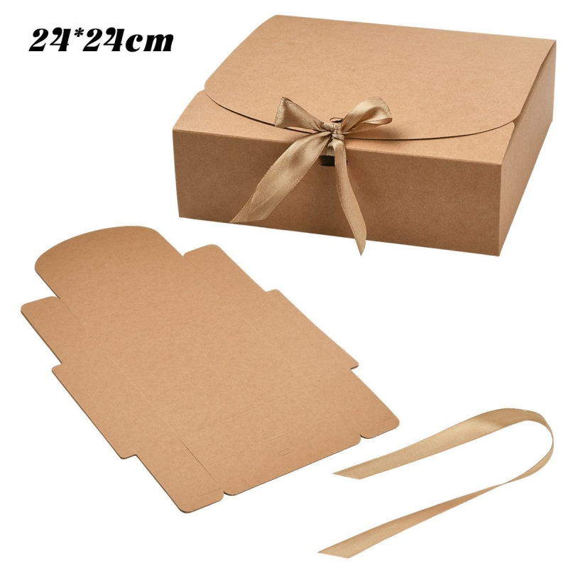 Šokoladinė dovanų dėžutė su kaspinu | stačiakampė forma, popieriaus medžiaga, 6 vnt./rinkinys, modernus minimalistinis stilius, vestuvėms tinkama