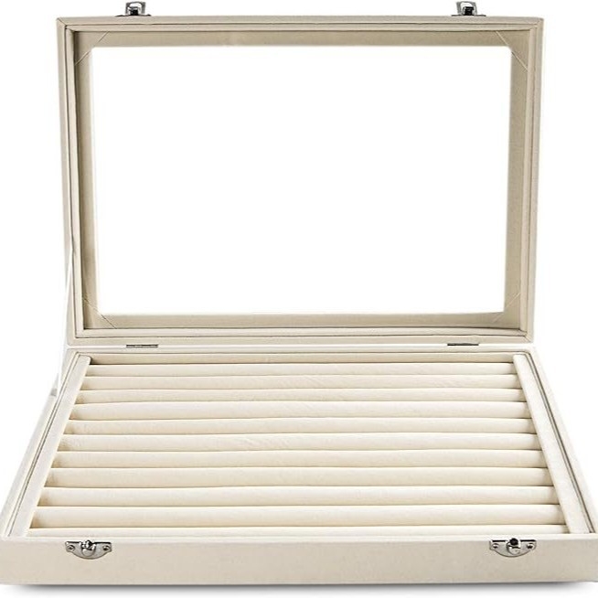 Velūro dėžutė papuošalams, modelis H05545, Japonijos ir Pietų Korėjos stilius, tvirtas korpusas, vieno atspalvio raštas