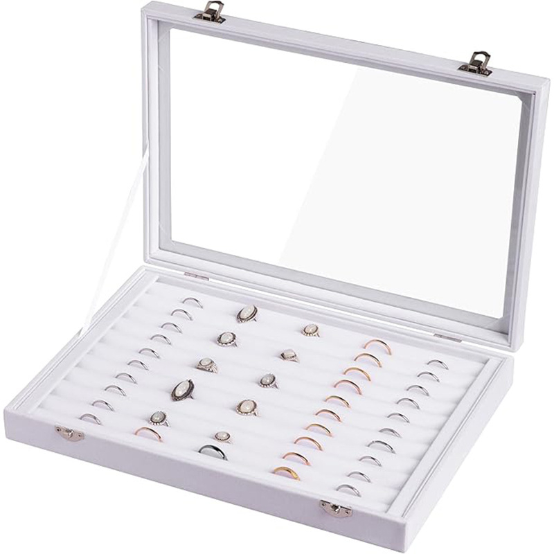 Velūro dėžutė papuošalams, modelis H05545, Japonijos ir Pietų Korėjos stilius, tvirtas korpusas, vieno atspalvio raštas