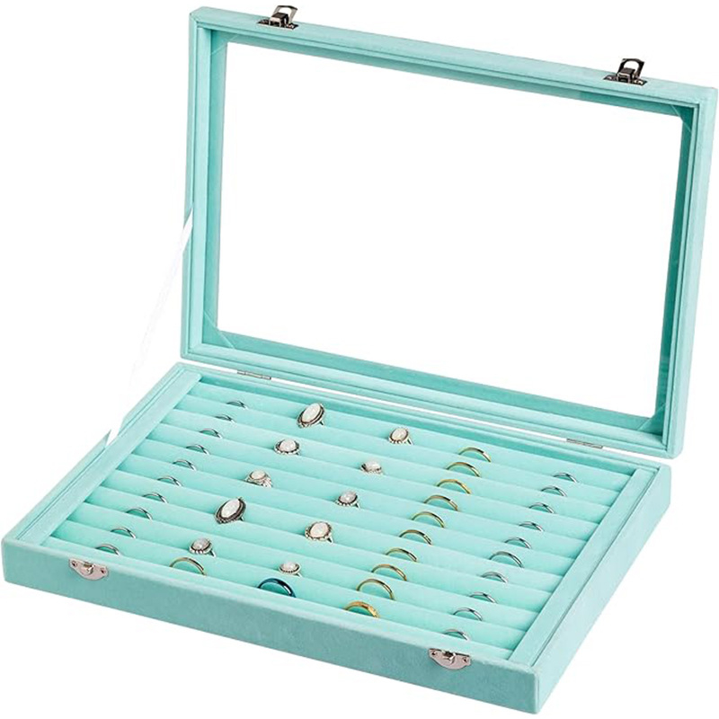 Velūro dėžutė papuošalams, modelis H05545, Japonijos ir Pietų Korėjos stilius, tvirtas korpusas, vieno atspalvio raštas