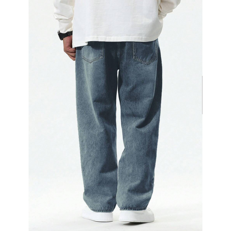 Ανδρικά παντελόνια με ίσια γραμμή, χαλαρή εφαρμογή, διπλή ζώνη μέσης, κλείσιμο με κορδόνι, φλίς επένδυση