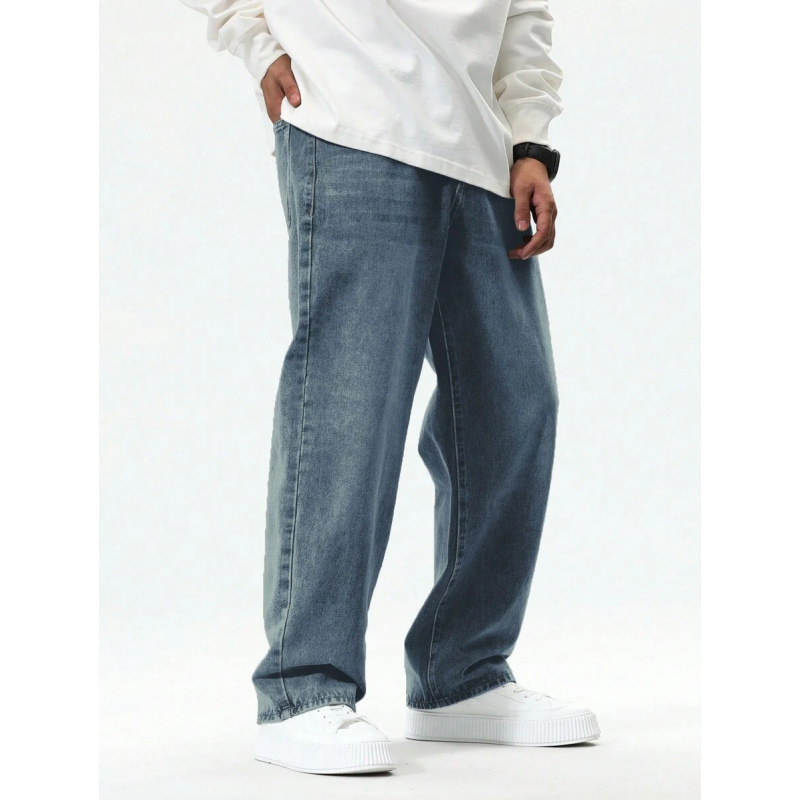 Ανδρικά παντελόνια με ίσια γραμμή, χαλαρή εφαρμογή, διπλή ζώνη μέσης, κλείσιμο με κορδόνι, φλίς επένδυση