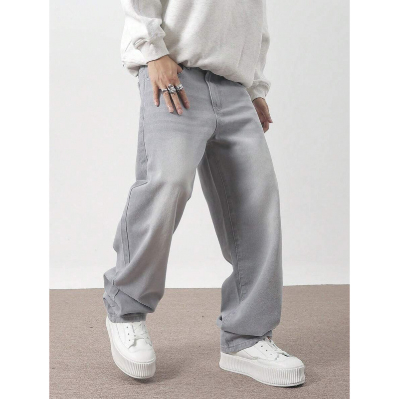 Ανδρικά παντελόνια με ίσια γραμμή, χαλαρή εφαρμογή, διπλή ζώνη μέσης, κλείσιμο με κορδόνι, φλίς επένδυση