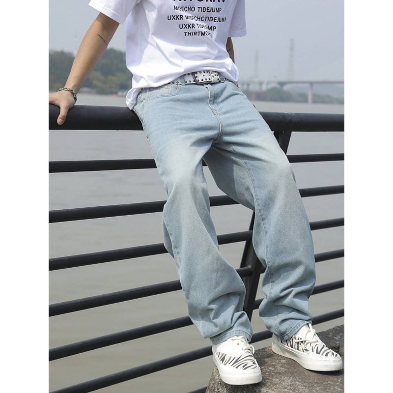 Ανδρικά παντελόνια με ίσια γραμμή, χαλαρή εφαρμογή, διπλή ζώνη μέσης, κλείσιμο με κορδόνι, φλίς επένδυση