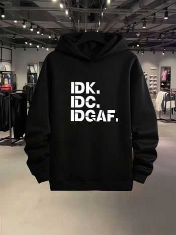 Nyomtatott kapucnis pulóver, Poliészter 96%+, Tömeg 400g+, Szabad szabás, Hosszú ujjú