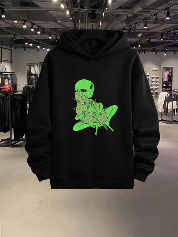 Φούτερ με κουκούλα και εκτύπωση, Πολυεστέρας 96%+, Βάρος 400g+, Χαλαρή γραμμή, Μακριά μανίκια