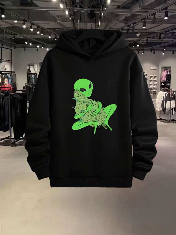 Nyomtatott kapucnis pulóver, Poliészter 96%+, Tömeg 400g+, Szabad szabás, Hosszú ujjú