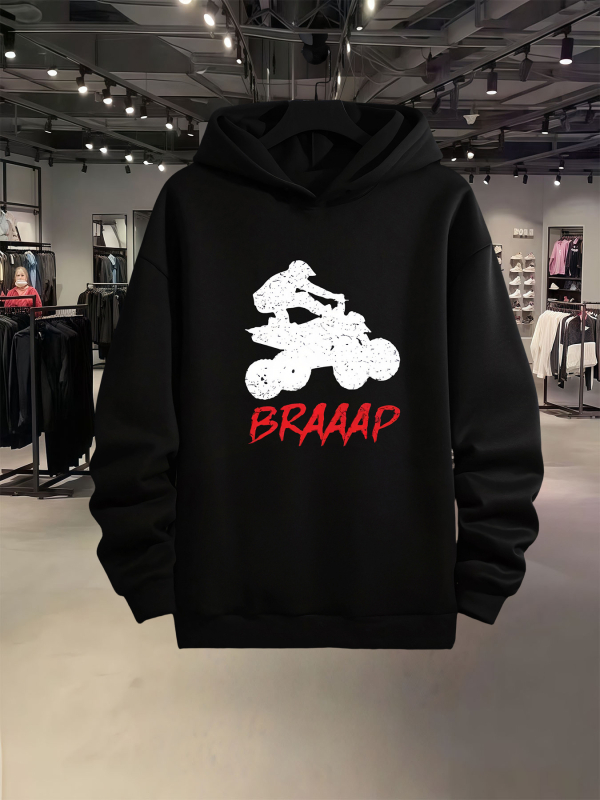 Nyomtatott kapucnis pulóver, Poliészter 96%+, Tömeg 400g+, Szabad szabás, Hosszú ujjú