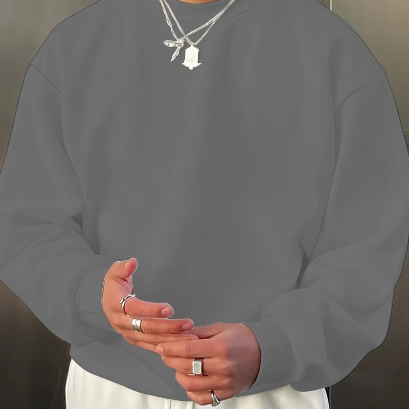 Ανδρικό φούτερ με κουκούλα, κορεατικού στυλ (Κυκλικός λαιμός, 96% πολυεστέρας, μεσαίο πάχος)