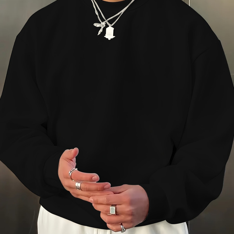 Ανδρικό φούτερ με κουκούλα, κορεατικού στυλ (Κυκλικός λαιμός, 96% πολυεστέρας, μεσαίο πάχος)