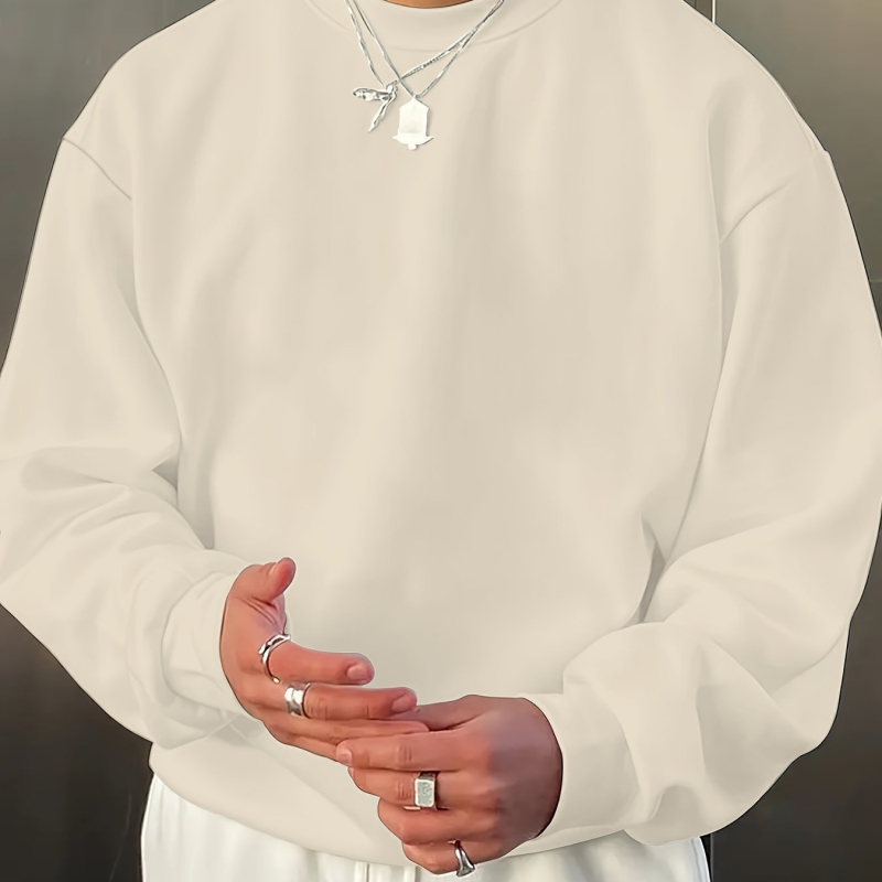 Ανδρικό φούτερ με κουκούλα, κορεατικού στυλ (Κυκλικός λαιμός, 96% πολυεστέρας, μεσαίο πάχος)