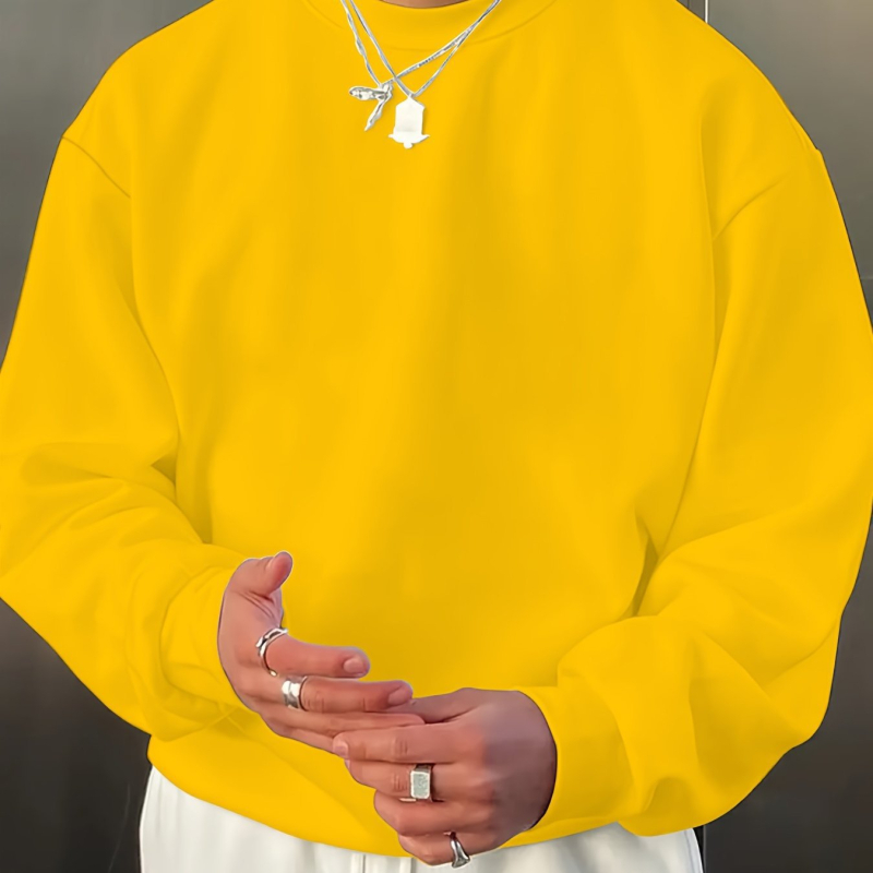 Ανδρικό φούτερ με κουκούλα, κορεατικού στυλ (Κυκλικός λαιμός, 96% πολυεστέρας, μεσαίο πάχος)