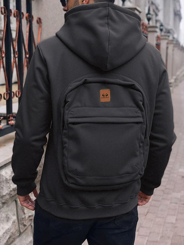 Φούτερ με κουκούλα, 3D τσέπη τύπου patch, μίγμα πολυεστέρα 60%, φερμουάρ, εφαρμοστός σχεδιασμός