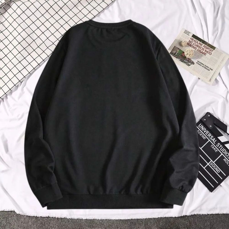 Dječji duk - minimalistički dizajn, debeli pamukasti miks, dugi rukav, uzorak s slovima, pulover