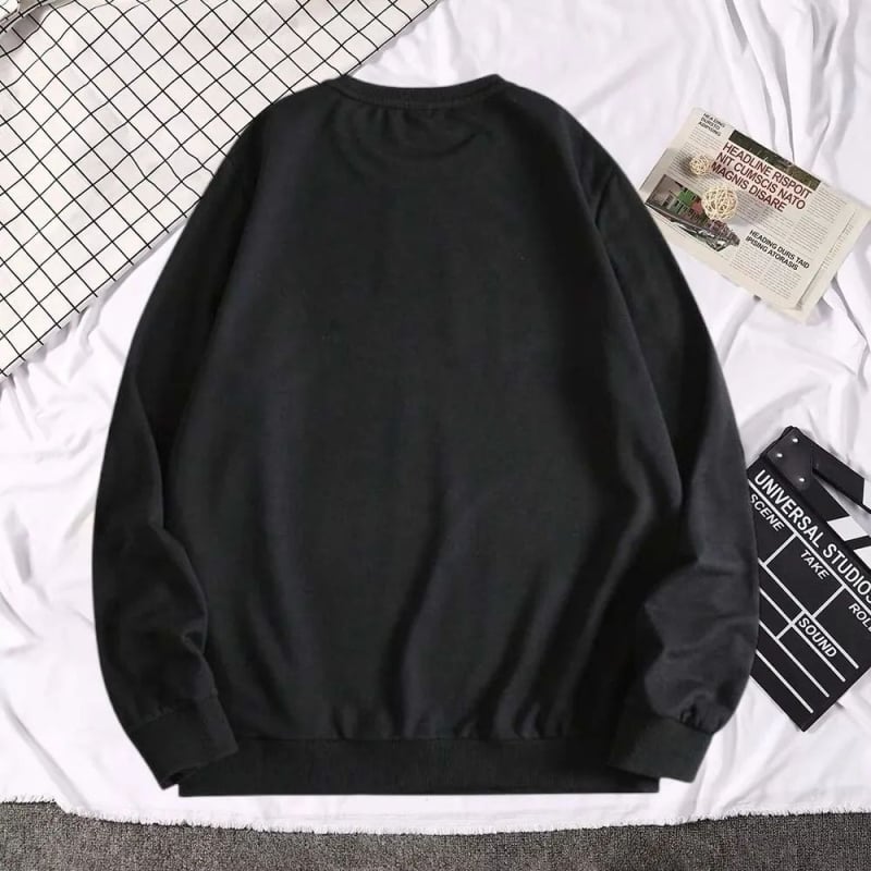 Dječji duk - minimalistički dizajn, debeli pamukasti miks, dugi rukav, uzorak s slovima, pulover