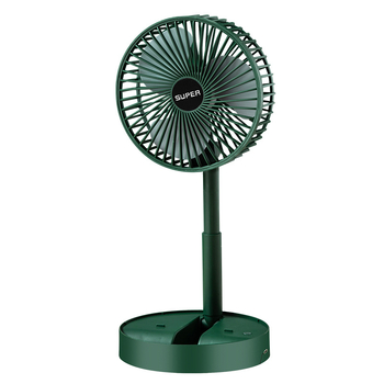 Сгъваем мини USB настолен вентилатор, 3 лопатки, безчетков мотор, вградена презареждаема батерия, тихо работи под 36 dB