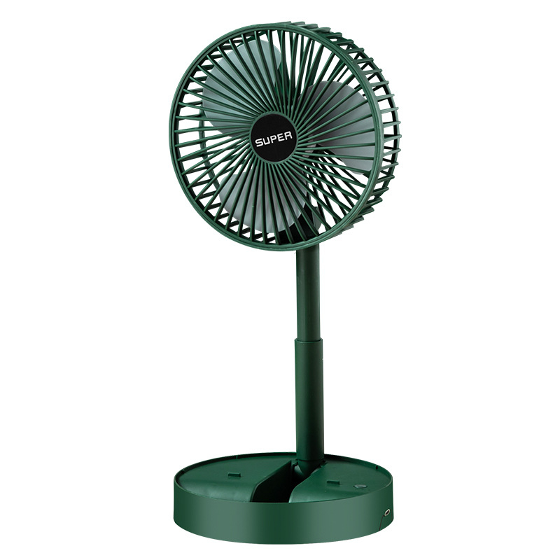 Сгъваем мини USB настолен вентилатор, 3 лопатки, безчетков мотор, вградена презареждаема батерия, тихо работи под 36 dB