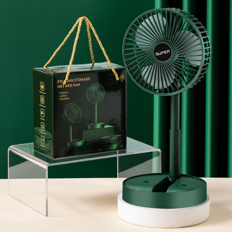 Сгъваем мини USB настолен вентилатор, 3 лопатки, безчетков мотор, вградена презареждаема батерия, тихо работи под 36 dB