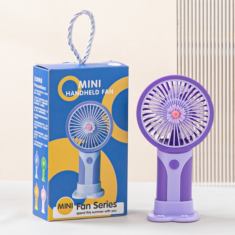 Сгъваем мини USB настолен вентилатор, 3 лопатки, безчетков мотор, вградена презареждаема батерия, тихо работи под 36 dB