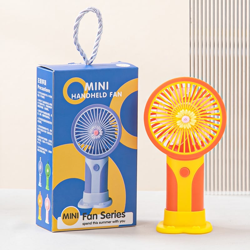 Сгъваем мини USB настолен вентилатор, 3 лопатки, безчетков мотор, вградена презареждаема батерия, тихо работи под 36 dB