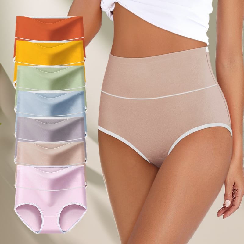 Sieviešu kokvilnas augsta vidukļa biksītes — pacel sēžamvietu, elpojošas, vēdera kontrole, antibakteriālas, adītas