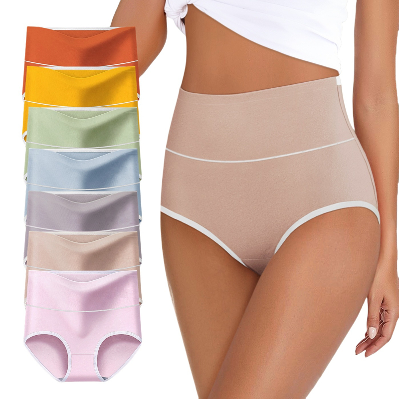 Sieviešu kokvilnas augsta vidukļa biksītes — pacel sēžamvietu, elpojošas, vēdera kontrole, antibakteriālas, adītas