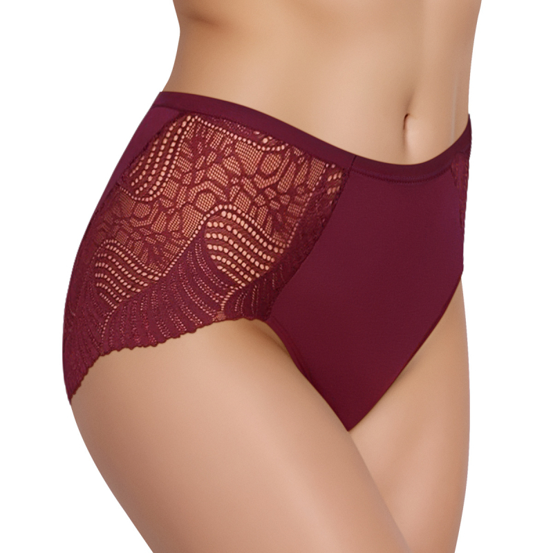 Sieviešu mežģīņu biksītes ar zemāku vidukli - Plus Size, pacēlāums sēžamvietai, elpojošas, ātri žūst, antibakteriālas, adītas no kokvilnas+elastāna, iekšējā oderējuma no kokvilnas