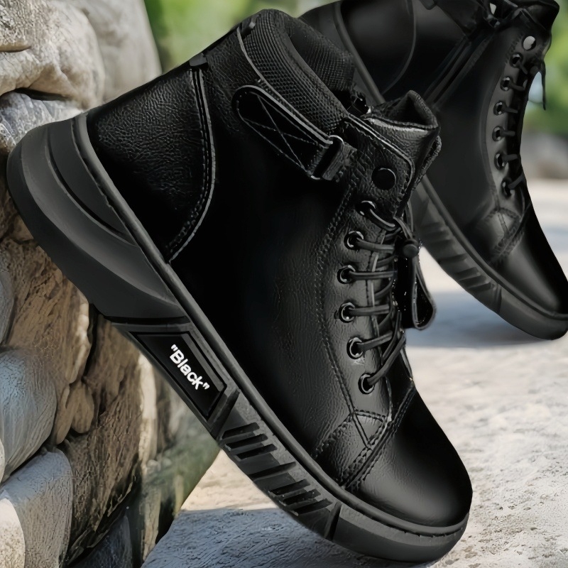 Ανδρικά/γυναικεία παπούτσια εργασίας με υψηλό πάνω μέρος — PU επάνω μέρος, PVC σόλα, εσωτερικό από κάνναβη, κορδώσεις