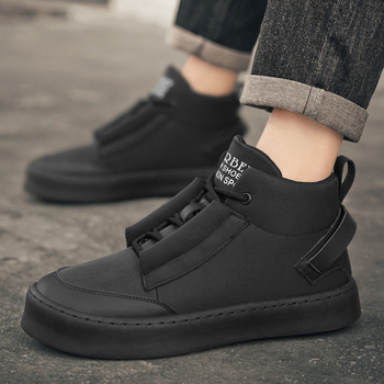 Χειμερινά Παπούτσια Καμβά Υψηλού Κορμού με Επένδυση Φλίς και Θερμές Εσωτερικές Σόλες, Ανδρικά Casual Παπούτσια σε Κορεατικό Στυλ
