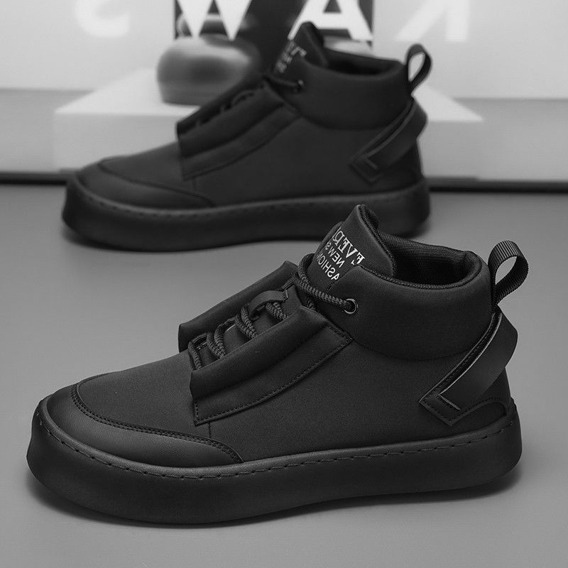 Χειμερινά Παπούτσια Καμβά Υψηλού Κορμού με Επένδυση Φλίς και Θερμές Εσωτερικές Σόλες, Ανδρικά Casual Παπούτσια σε Κορεατικό Στυλ