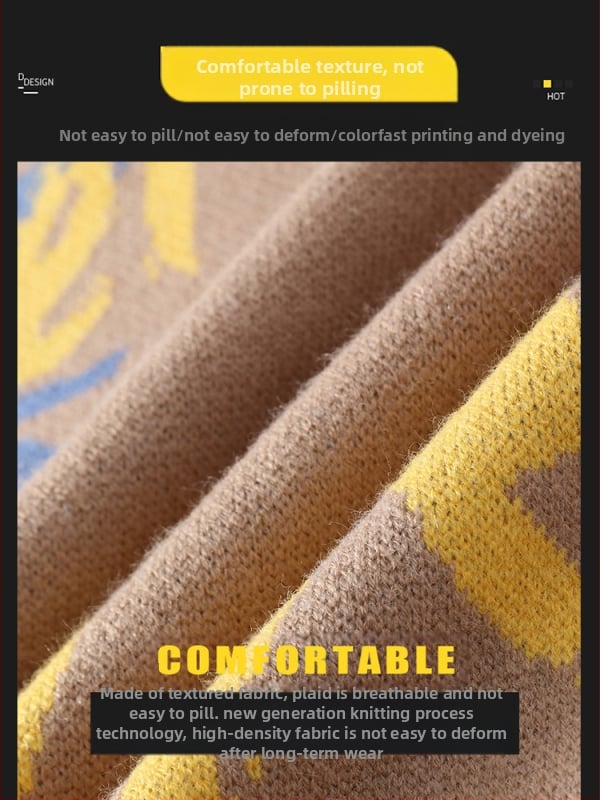 Ανδρικός πλεκτός πουλόβερ με crewneck – φλίς επένδυση, παχύς, άνετη γραμμή, ζακάρντ μοτίβο, ύφασμα Vinylon