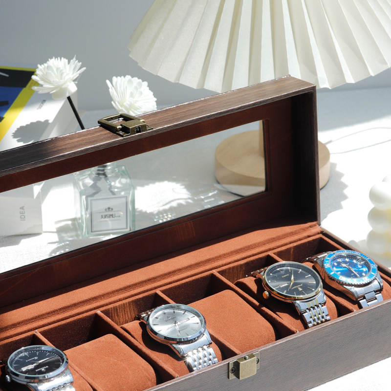 Кутия за часовници от дърво | ежедневен стил, твърд корпус, едноцветен дизайн