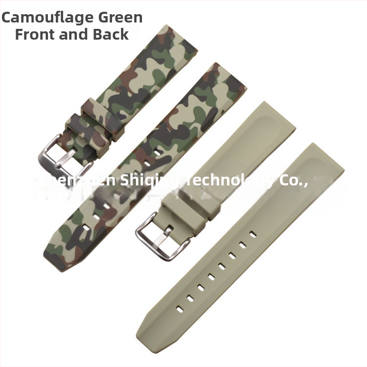 Kamuflovaný silikónový remienok na hodinky pre Samsung S3 — rýchle uvoľnenie, plochý koniec MC1